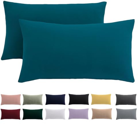 Beqnat Kissenbezug 40 x 80 2er Set, Kopfkissenbezug Petrol | 100% Mikrofaser Kopfkissenbezug 40x80 mit Reißverschluss, Weich Kissenhülle Für Kissen, Bügelfrei & Knitterfrei, Waschbar