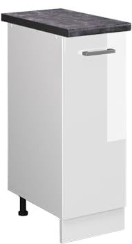 Vicco Apothekerschrank R-Line, Weiß Hochglanz, 30 cm | 1 Auszug · AP Anthrazit inkl. · Höhenverstellbare Füße · 2 Einlegeböden · ✓ Frei kombinierbar
