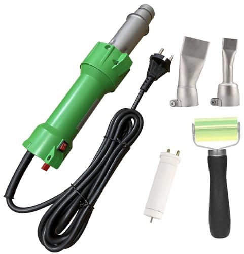 Beyondlife 1600W Saldatrice Plastica Saldatrice ad Aria Calda Pistola di Riscaldamento in Vinile Pvc Saldatura Kit per Pistola a Caldo con Due Ugelli a Velocità Piatta, Con Illuminazione a Led