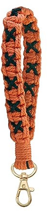 Blausky 1 Stück Schlüsselanhänger,Geflochtenes Schlüsselband,Boho Kurz Lanyard mit Metallschnalle,Schlüsselring,Kurz Schlüssel Anhänger,für Motorrad Auto,Männer und Frau,22 cm,Orange