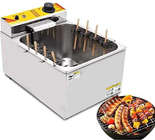 Estufa De Parrilla Para Salchichas, Freidora Eléctrica Comercial De 12 L, Máquina Para Palitos De Perritos Calientes Con Queso De 1900 W Con Termostato Para Regular Con Precisión, Perfecta Para Perr