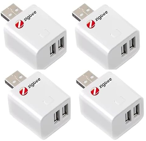 Yueyang Adaptador interruptor Zigbee Micro USB 5 V Mini 2gang, 4 unidades | Control Smart Life, compatible con Alexa, alimentación USB