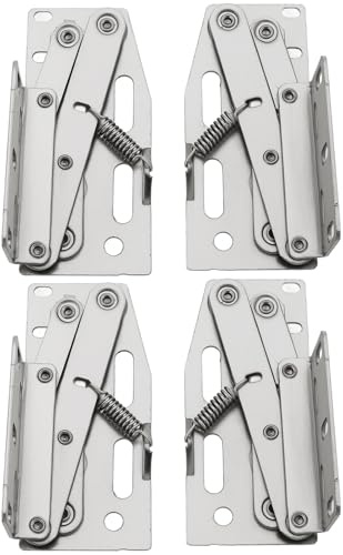 YINETTECH 2 pares de bisagras de tijera de 45 grados, acero chapado en níquel, bisagras de bandeja para organizador de gabinete, cajón, gabinete de baño, color plateado