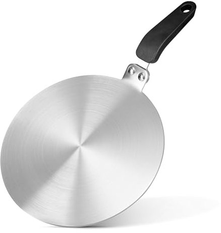 Plaque de conversion de plaque de cuisson à induction en acier inoxydable - Répartiteur de chaleur - Plaque adaptateur à induction avec poignée amovible pour cuisinière à gaz électrique - 24 cm