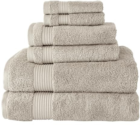 BERIBO Juego de Toallas turcas 100% algodón (Serenity), 6 Piezas, 620 g/m² (arroz Integral)