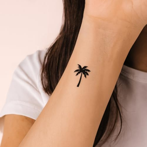 Palm tree tattoo – Temporalis® | Temporary tattoos for women and men – Vegan fake tattoos, waterproof and EU-certified – Lasts 1 to 2 weeks [ Palm tree silhouette ]