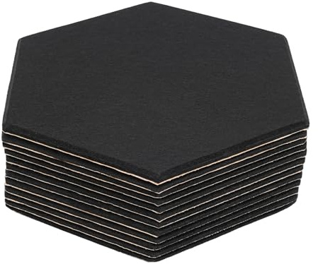 12 Stück Akustikpaneele, Selbstklebend Sechseckig 9mm Dicke, 30cmx35cm Akustikschaumstoff Schallabsorber Wandpaneele Schallschutz Akustikplatten für Studio, Büro, Wand (Schwarz)