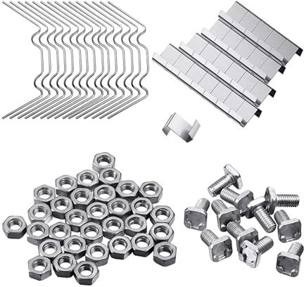 WENYOG Hammerkopfschrauben 200-teiliges Gewächshaus-Reparaturset, inklusive Verglasungs-W-Drahtklammer, Z-Überlappungsklammer, Aluminiummutter und -Schraube for Aluminiumgewächshäuser