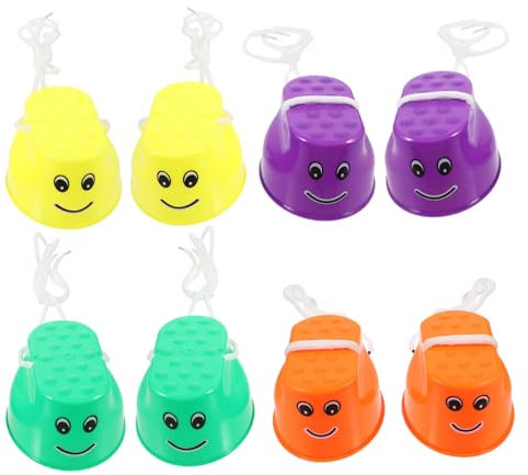 INOOMP 4paare Junge Mädchen Stelzen Spielzeug Mit Verstellbarem Seil Balancierende Becher Stelzen Für Motorik Outdoor Laufstelzen Für Jungen Und Mädchen Koordination Und Aktives Spielen