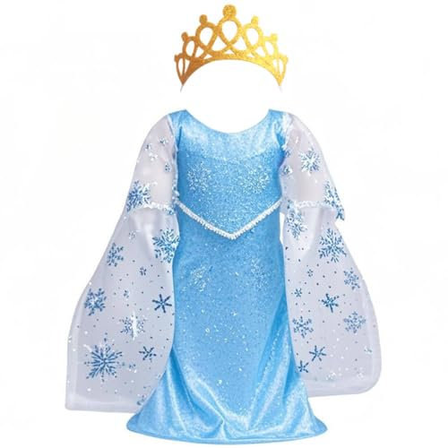 NHQZ Puppen Kleidung,Eisprinzessinen-Kleid mit Tiara,Blaue Puppenkleidung für 35-45 cm Neugeborene Puppen,Puppen Zubehör