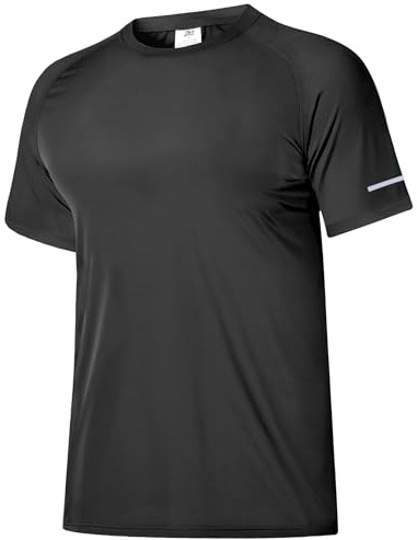 Boyzn 1 Pack Men's Rash Vest, UPF 50+ Swimming Shirts for Men, Short Sleeve Sun Protection Swimming T-Shirts, Men's Watersport Rash Guards UV Swim Top, Quick Dry Beach Shirts for Fishing Black-M