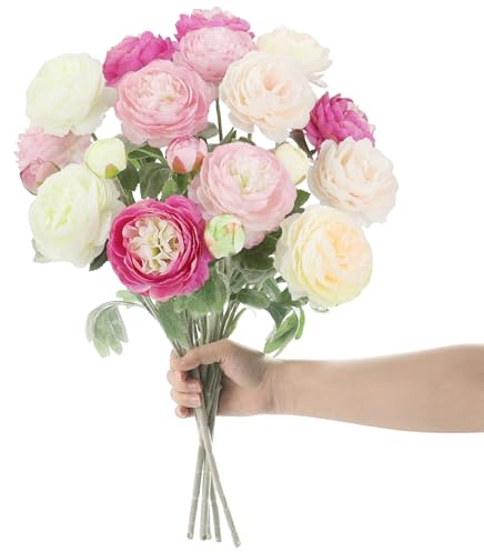 GENHH 7 Bündel Kunstblumen Pfingstrosenstrauß, 51cm Kunstblumen wie Echt | Dekoration Künstliche Blumen Seidenpfingstrosen Blumensträuße Künstliche Pfingstrose für Hochzeit Blumenwand Zuhause Garten