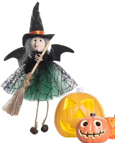 ETUCYNG 3 Unidades de 13,5 x 24 cm muñecas Brujas Figura de Bruja Halloween muñeca Tela Bruja decoración del hogar con Escoba decoración del hogar para el Escritorio casa embrujada Mesa Mesa