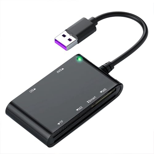 Uxsjakjsd USB 3.0 Multi Card Reader 6 in 1 /MS/M2/TF/SIM/SD Picture Card Reader USB3.0 Card Reader