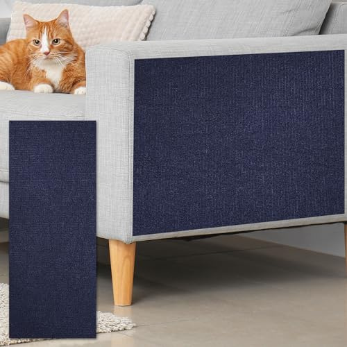 sourcing map 1 rouleau de tapis griffoir autocollant pour chat, protection de canapé contre les griffes de chat, pour bricolage, canapé, mur, portes, tapis griffoir pour tapis, bleu foncé, 100,1 x