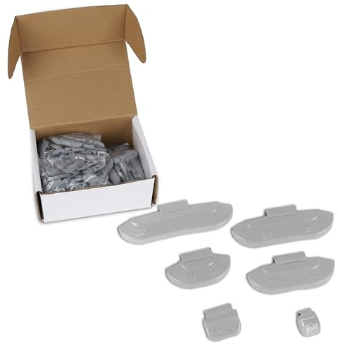 Generisch 225Stück Auswuchtgewichte Wuchtgewichte（ je 50 von 5g, 10g, 15g und je 25 von 20g, 25g, 30g） Sortiment an Zinkschlaggewichten für STAHLFELGEN