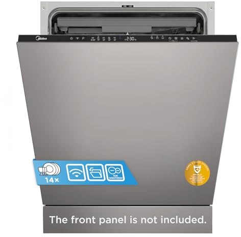 Midea Fully Integrated Dishwasher with 14 Place Settings, Wi-Fi Connected, 60 cm Width, 44dB Silence, Speed Wash & Power Wash-MDWEB1403M(B) [Energy Class C]