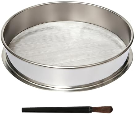 Keboyoe Setaccio Farina Rotondo 25 cm Acciaio Inossidabile Setaccio 120 Maglie Setacci a Maglia Fine con Spazzola per Cucina, Farina, Riso, Pasta di