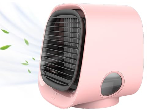 Enfriador de aire portátil, humidificador de ventilador operado por USB con refrigeración instantánea y niebla de agua, 4 ajustes de velocidad