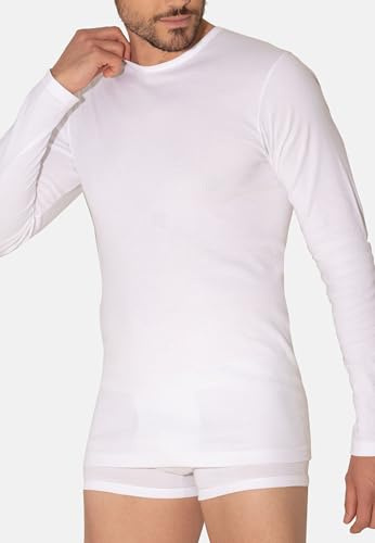Eminence - T-Shirt Col Rond Manches Longues pour Homme - Côte Fine 100% Coton Peigné - Longueur de Confort - Label Oeko-TEX® Standard 100