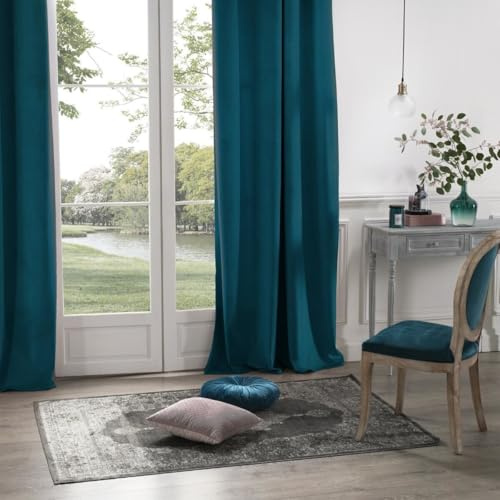 Atmosphera Vorhang, blickdicht, Velours, blau, La Dolce Vita 140 x 260 cm. Material:, Stoff, blau (bleu canard), cm