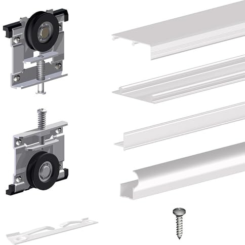 Schiebetürbeschlag SLID'UP 220, 270 cm, 18 mm, 3 Türen bis 70 kg, weiß, für Schränke, Kleiderschränke, Wandschränke