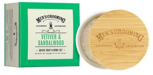 Scottish Fine Soaps Vetiver & Sandalwood Shave Soap & Bowl Set 100g