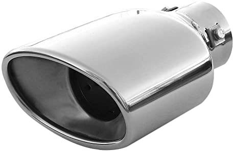 Universell Auspuffblende Oval Endrohr Auspuff Edelstahl Auto Endrohrblenden Auspuffendrohr Tuning Schalldampf Blende Sport Chrom 60 mm