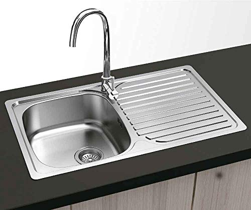 Viena - Fregadero Encastrar 80x44 | 1 Seno y 1 Escurridera | Acero Inoxidable Aisi 304 |