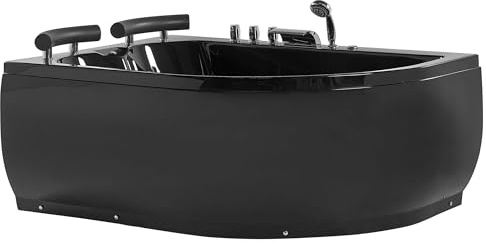 Bañera de hidromasaje de acrílico sanitario negro con LED derecha doble 158 x 113 cm diseño moderno Paradiso