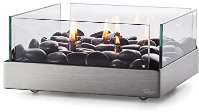 Philippi - FIREPLACE Tischkamin - quadratisch - 6 Flammen leuchten inmitten schwarzer Flusskiesel - die neue Öllampe von PHILIPPI