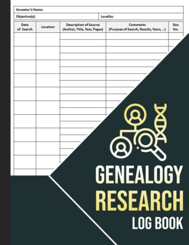 Genealogy Research Logbook: Genealogy Research Organizer, family Research Log to Build And Organize Your Family History, Timeline Genealogy Research, 100 Pages, Large Print 8.5 x 11 in