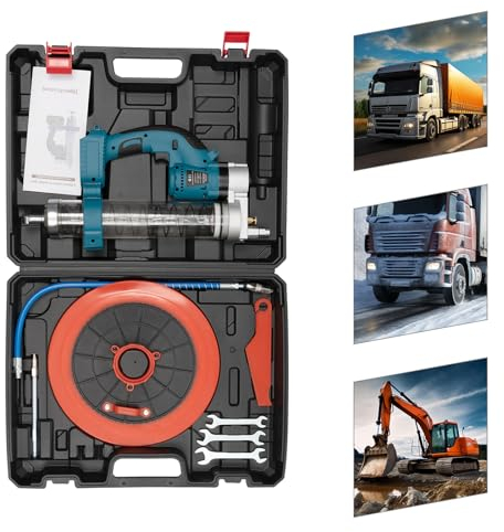 Akku Fettpresse, Batteriebetriebene Fettpresse 21V, Hochleistungs-Fettpresse mit Zwei Arten Düsen und zwei Ölrohre, für Mechanische Ausrüstung Ölen (ohne Akku, ohne Ladegerät)