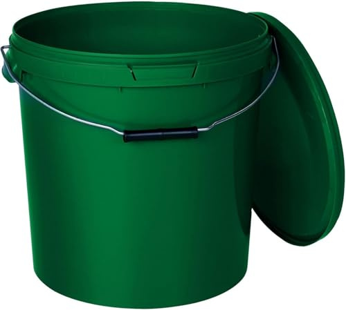 BenBow - Eimer mit Deckel 20l grün 1x 20 Liter - lebensmittelecht stabil luftdicht auslaufsicher geruchsneutral - Aufbewahrungsbehälter aus Kunststoff - Metalgriff Rissfester Griff, leer - zur Hause