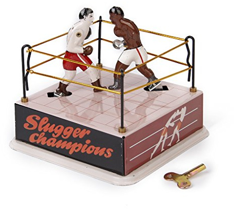 Classic Boxing Ring Boxers Tin Toy Collectible Gift with Wind-Up Key
