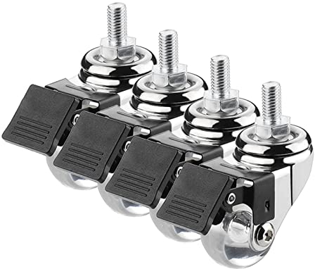 1,5(35mm) Lenkrollen mit Gewindeschaft, PU-Rollen aus transparentem Gummi, Möbelrollen, M8X15mm, M10X15mm, geräuschlose Lenkrollen mit Bremsen, 25 kg Tragfähigkeit pro Guss(Größe:M8*15mm,Farbe:4 ge