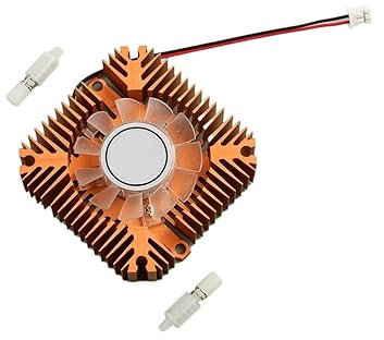 SAEVVCJWW 55mm Aluminum Heatsink And 12V Fan Combination Square Radiator Round Cooler(Square-Golden)