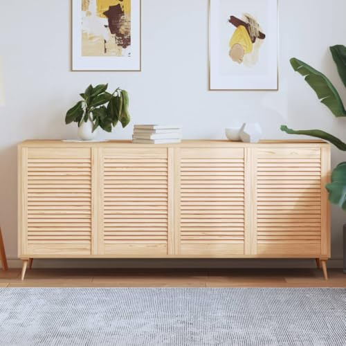 Ante con Design a Lamelle 4 pz 69x49,4 cm in Legno di Pino,Ante in Legno Massello di Pino con Design a Persiana per Arredamento Interno