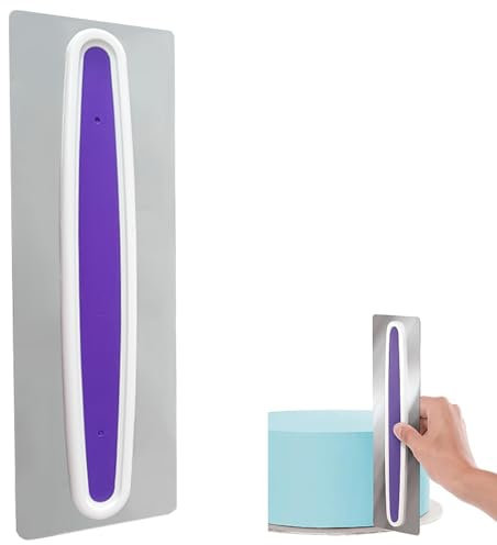 Geebymol Cake Scraper Stainless Steel Buttercream Smoother Cake Edge Smoother Baking Cakes Comb Icing Polisher Mousse Cream Metal Cake Decorating Tool for Cake Pastry Cream Baking DIY (Purple)