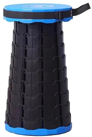 Telescopic Stool by A2Z2U Group. Collapsible Stool for Adults. Best for Camping/Travel. Holds Up to 250kg (550lbs, 40 stone). Made from Sturdy Plastic. (Blue & Black)