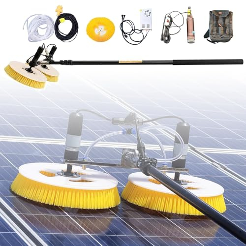 HENGCMM Fensterputzer Mit Teleskopstiel, photovoltaikreinigung, 2-12m Teleskopstange Wasserführend Teleskop Waschbürste, 70 cm doppelt rotierender Bürstenkopf, Teleskopstange,8M/26.2FT