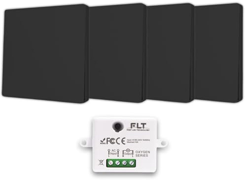 Interrupteur sans fil et sans pile Auto alimenté - Écologique - Qualité Pro - Va et vient RF 4 télécommande mural + 1 relais radio encastrable - Longue Distance - Intérieur Extérieur IP64