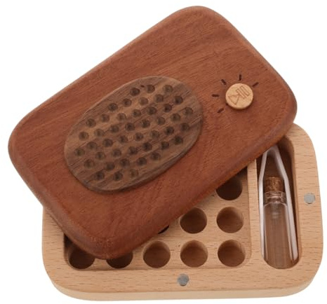 CATIEBYE Holz Milchzahnbox für Kinderzähne Erinnerungsbox mit Dekorativem Design und Geräumigem Innenraum zur Aufbewahrung von Babys Erstem Zahn | Erinnerungsbox, Liebevolles Cartoon Motiv, als Andenken für Kinderzähne und Haarlocken