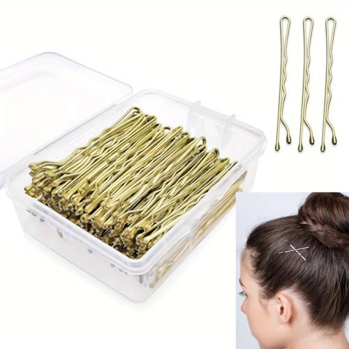 IMAXWAVE Horquillas de pelo, Pasadores de pelo, Ganchos para el cabello, Pinzas para el cabello, Clips para el cabello, Horquillas para el cabello, Horquillas metálicas, Ganchillos, 5 Cm, Dorado