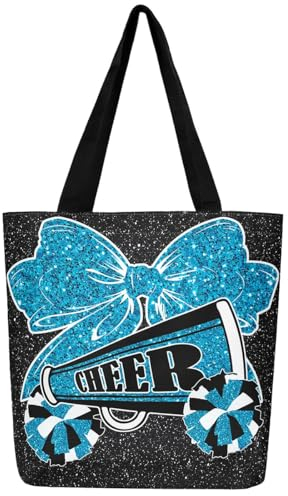Homewish Cheerleading Lebensmitteltasche Blue Bow Canvas Tote Bag, Glitter Pailletten Print Einkaufstasche Psychedelic Stars Canvas Tasche, Tanzprinzessin Windel Tasche