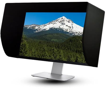 HGSTM Läder monitorhuva, display solskydd, justerbar skärmhuva, skärmhuva, lämplig för 61-81 cm universalhuva av alla märken, 32 tum