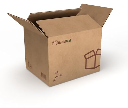 RaKuPack Versandkarton 50 Stück Faltkarton 190x150x140mm Innenmaß (19x15x14cm) Verpackungskarton bedruckt Warensendung Karton braun Faltschachtel Paket Versandschachtel Kartonage verschiedene Größen