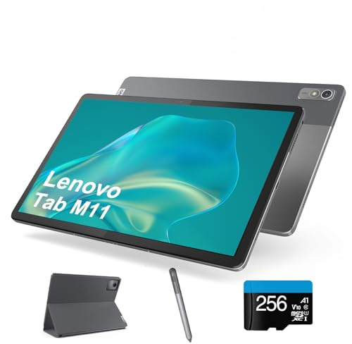 Lenovo Tablet Tab M11 de 11 pulgadas 1920 x 1200, 4 GB de RAM, SSD de 128 GB + tarjeta SD de 256 GB, Octa-Core MediaTek Helio G88, Android 13, sensor de luz ambiental, batería de larga duración, Dolby