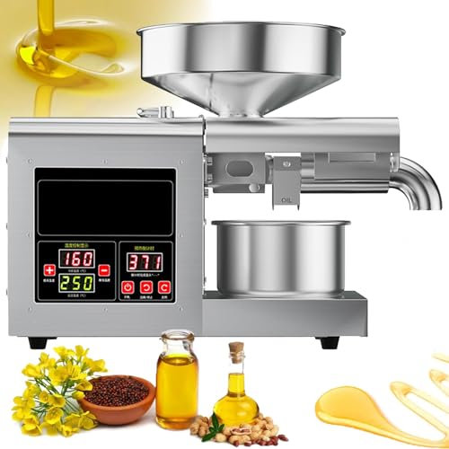 Automatic Nut Seeds Olive Oil Expeller Kitchen Oil Press Machine, Electric Automatic Oil Press Extractor, for Flax Peanut Castor Hemp Perilla Seed Canola Sesame, Commercial Grade