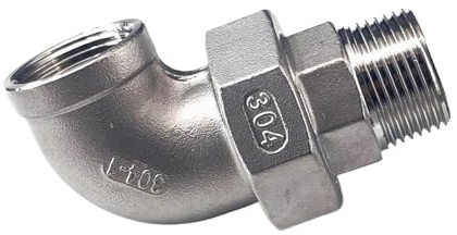 Winkelstück aus Edelstahl 304, 1/4 Zoll, 3/8 Zoll, 1/2 Zoll, 3/4 Zoll, 1 Zoll, 1-1/4 Zoll, 1-1/2 Zoll, 2 Zoll Innengewinde, Verbindungsstück for Wasser, Gas, Öl, Wasser(F-M Live joint,2)